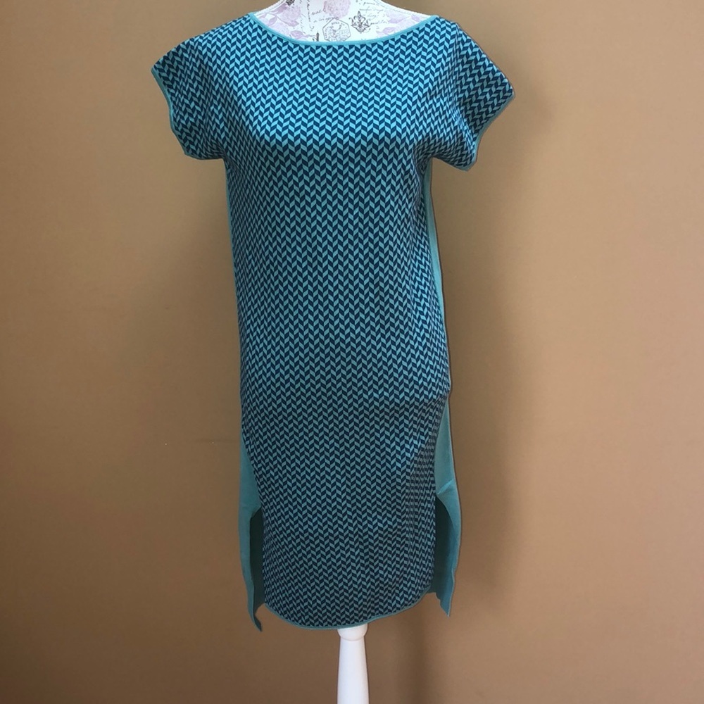 Tia Cibani Teal Sweater Sheath Dress 2